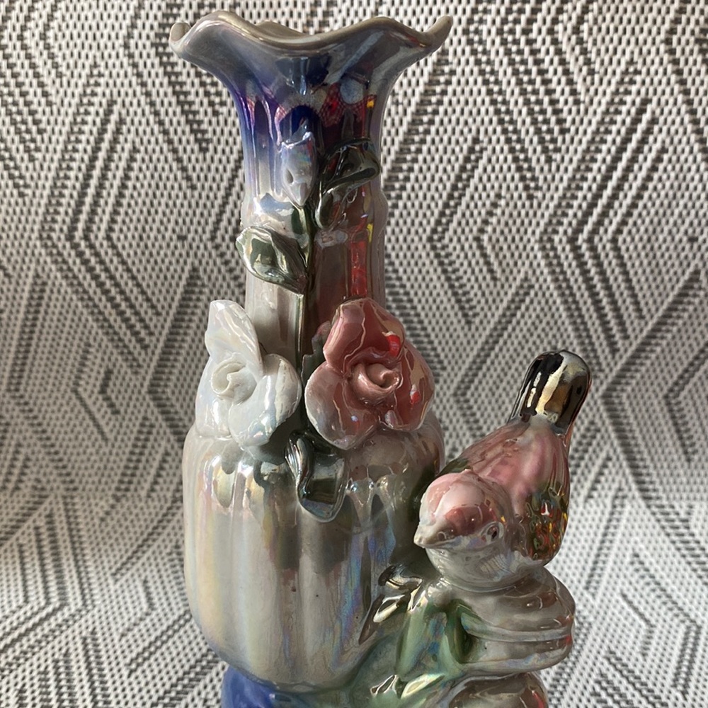 Vintage bird & flower vase - Picture 6 of 8